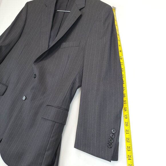 Jos A Bank Gordon 2PC Pant Suit Mens 44R Gray Striped Wool Signature Collection - Picture 13 of 16
